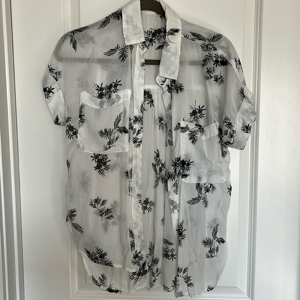 Bella Dahl floral sheer summer button up, size XS, worn once
